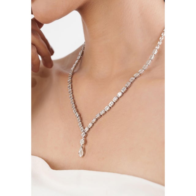 Not Yet Made - Made To Order Luxury 6.24 Carat Diamond Tennis Y Necklace in 18k White Gold For Sale - Image 5 of 16