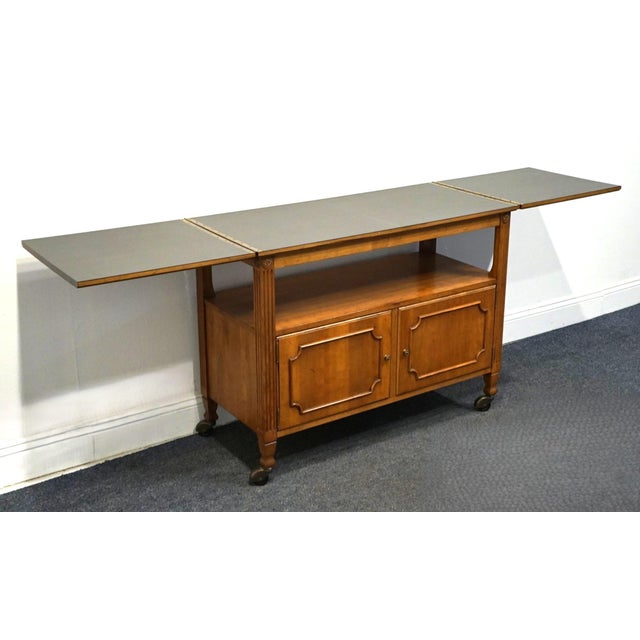 Late 20th Century Davis Cabinet Co. Solid Walnut Italian Provincial 80" Flip Top Server Buffet For Sale - Image 5 of 12
