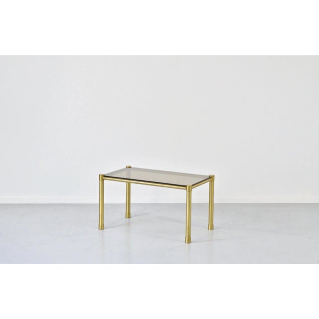 Gold Tubular Brass and Smoked Glass Coffee Table, 1960s For Sale - Image 8 of 9