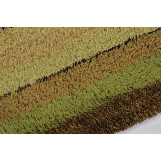Mid-Century Modern Vintage Swedish Rya Rug, Forest Tones With Vertical Geometry - Rug & Kilim For Sale - Image 3 of 10