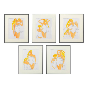Fantastic Set of Five Fashion Illustrations by Antonio Lopez