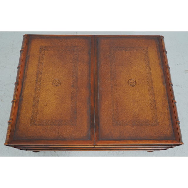 1990s Theodore Alexander Leather Top Bookspline Coffee Table For Sale - Image 5 of 16