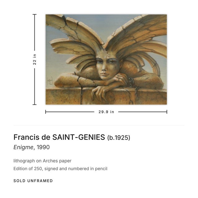 Industrial 1990 Francis De Saint-Genies Enigme Signed Lithograph For Sale - Image 3 of 3