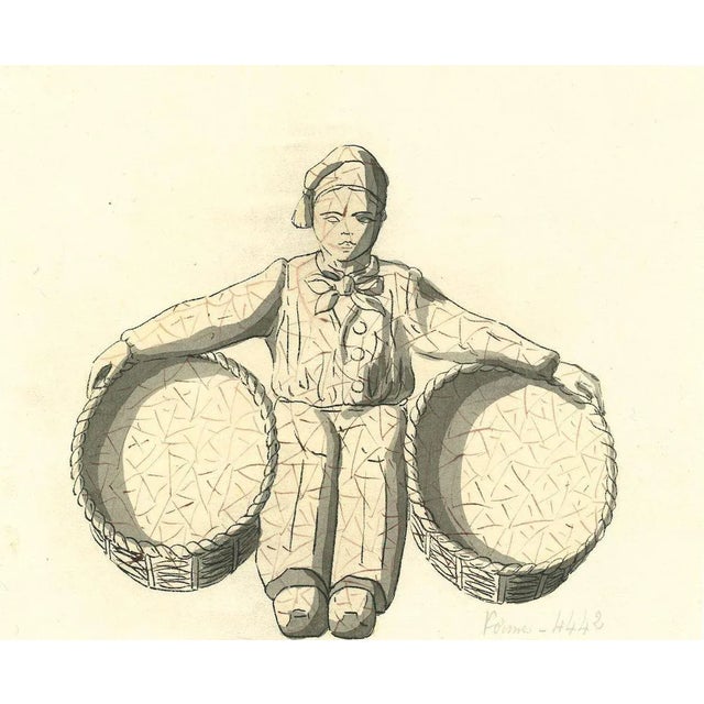 Candlesticks of Normandy is an original china ink and watercolor drawing on ivory-colored paper realized in 1890 ca. by...