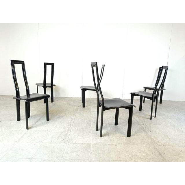 Metal Italian Regia Dining Chairs attributed to Antonello Mosca for Ycami, 1980s, Set of 6 For Sale - Image 7 of 12