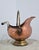 Charming vintage Dutch coal scuttle crafted in warm copper with a contrasting brass foot and swing handle, accented by...