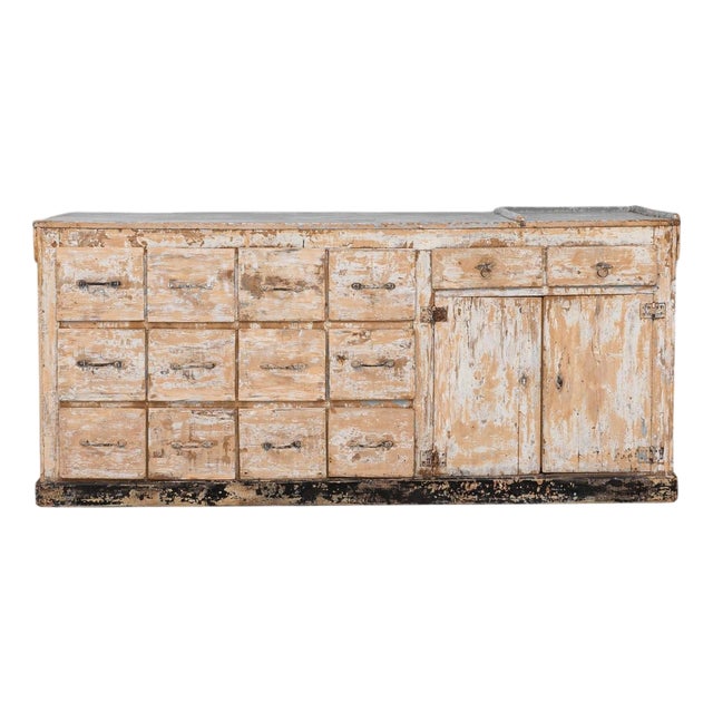 19th Century French Wood Patinated Shop Counter For Sale