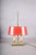 Metal Brass Bouillotte Table Lamp with Red Tole Shade, 1950s For Sale - Image 7 of 15