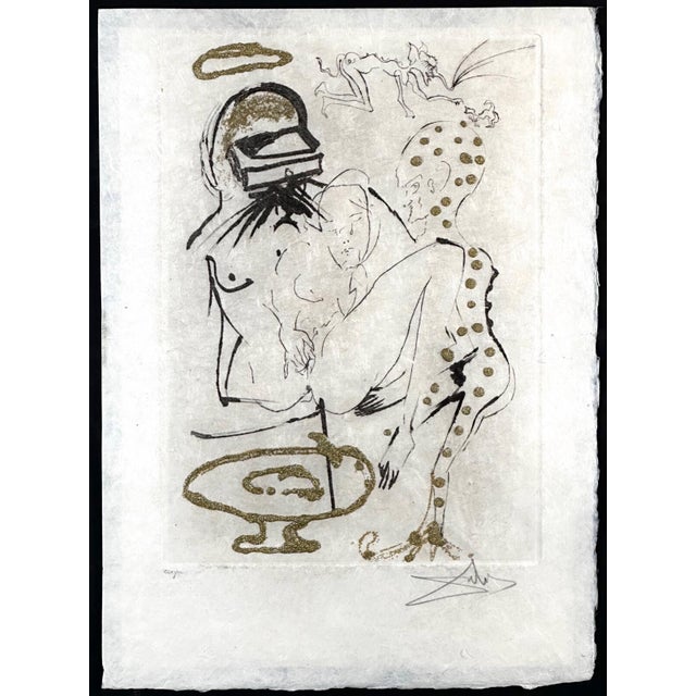 ARTIST: Salvador Dali TITLE: Les Amours Jaunes Duel With Camelias MEDIUM: Etching + Gold Flakes SIGNED: Hand Signed...