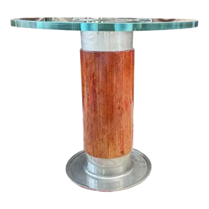 French Art Deco Rosewood Chrome and Glass Guéridon Side Coffee Table Circa 1930