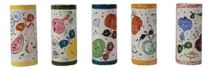 Ceramic Drinking Glasses with Hand Painted Fruits Decoration, Italy, 1950s, Set of 5