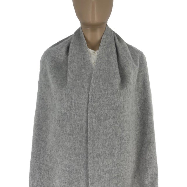 Yves Saint Laurent Grey Solid 100% Wool Scarf