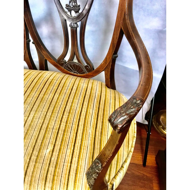 Coffee Antique Hepplewhite Settee Loveseat Timeless Elegance For Sale - Image 8 of 9