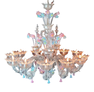 Italian Murano Glass Chandelier with Flowers
