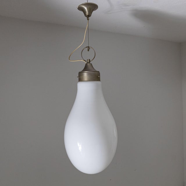 Opal Glass Suspension Lamp For Sale - Image 6 of 7