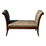 Klismos Walnut Leather Bench For Sale