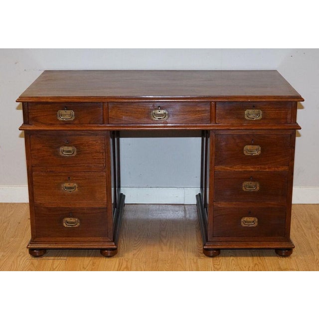 Victoria Regina Military Campaign Pedestal Desk, 1880s For Sale - Image 3 of 13