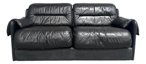 Vintage Two-Seater Sofa in Black Leather by Dreipunkt, 1970s