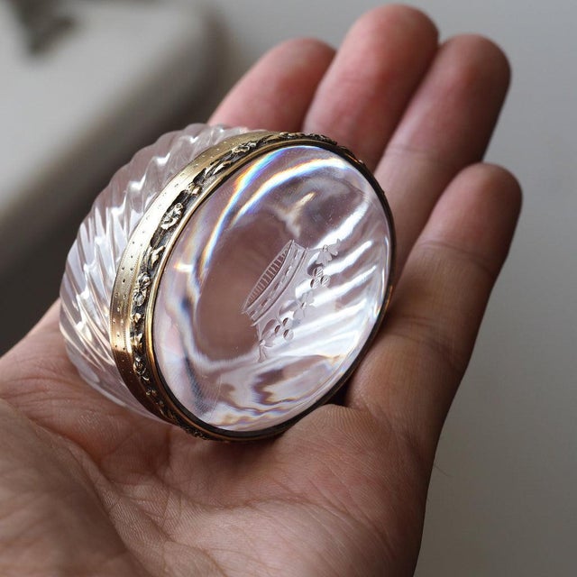 Silver Antique 19th Century French Silver Gilt Mounted Crystal Box For Sale - Image 8 of 18