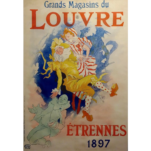 French Grands Magasins Du Louvre -Original 1897 French Poster by Jules Cheret For Sale - Image 3 of 11