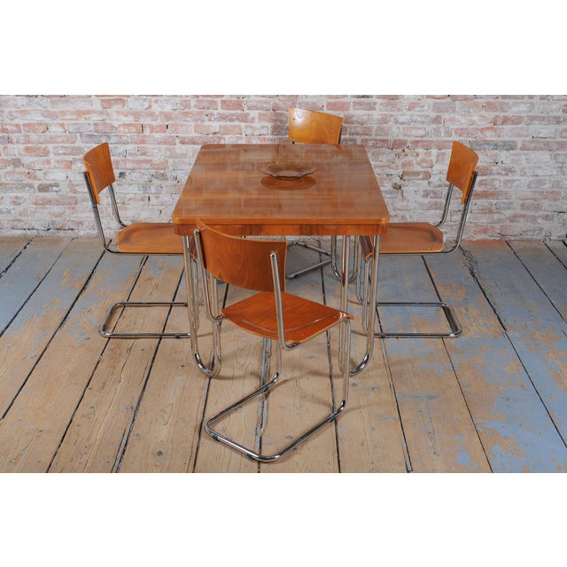 Wood Vintage Bauhaus Chairs in Beech and Chrome, Czech, 1930s, Set of 8 For Sale - Image 7 of 12