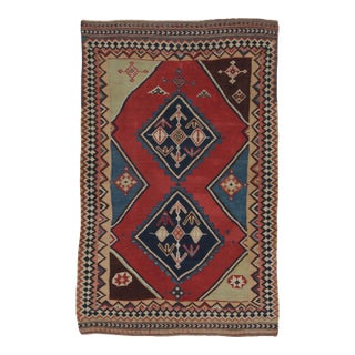 Antique Qashqai Geometric Medallion Rug, With Bold Tribal Design - Rug & Kilim For Sale