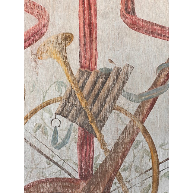 French Provincial Style Hand Painted Oil on Wood Large Trophy Painting Panel For Sale In Palm Springs - Image 6 of 9