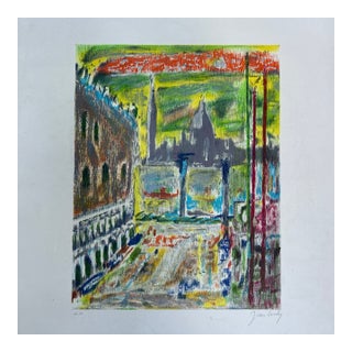 1970’s Original Expressionist Jean Couty “Venise” Original Venice Italy Cityscape Lithograph For Sale