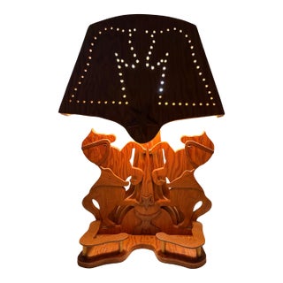 1950s/60s Handmade Western Folk Art Lamp For Sale