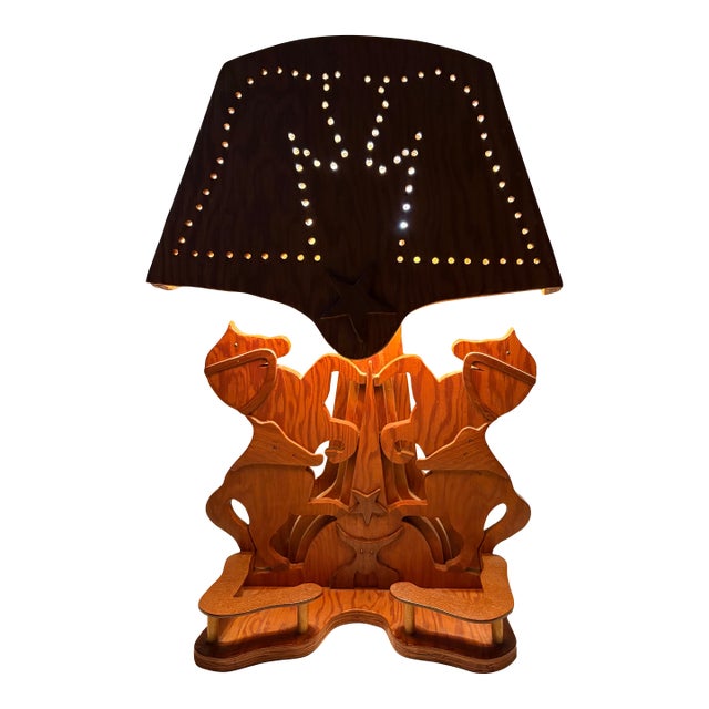 1950s/60s Handmade Western Folk Art Lamp For Sale