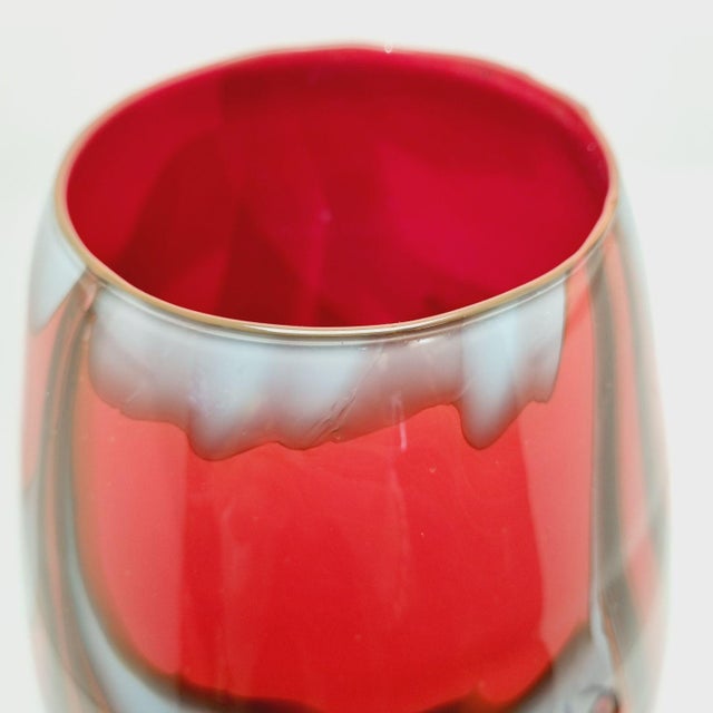 Mid-Century Modern Italian Opaline Glass Pedestal Vase in the style of Carlo Moretti, 1970s For Sale - Image 6 of 10