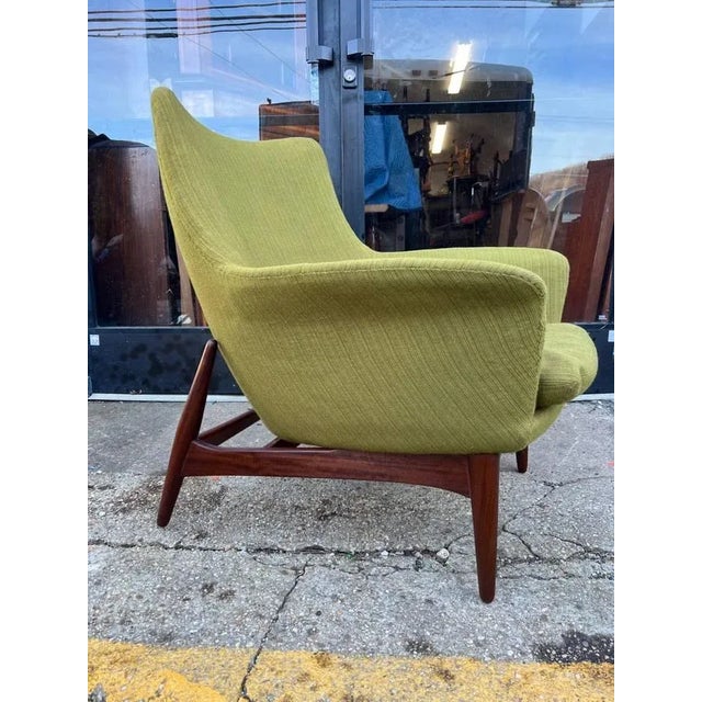 Hans Olsen for Bramin Teak Frame Moss Green Upholstered Lounge Chair. Mid Century (1950s), . Very Study and Comfortable....