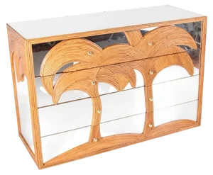 Mirrored and Rattan Chest of Drawers