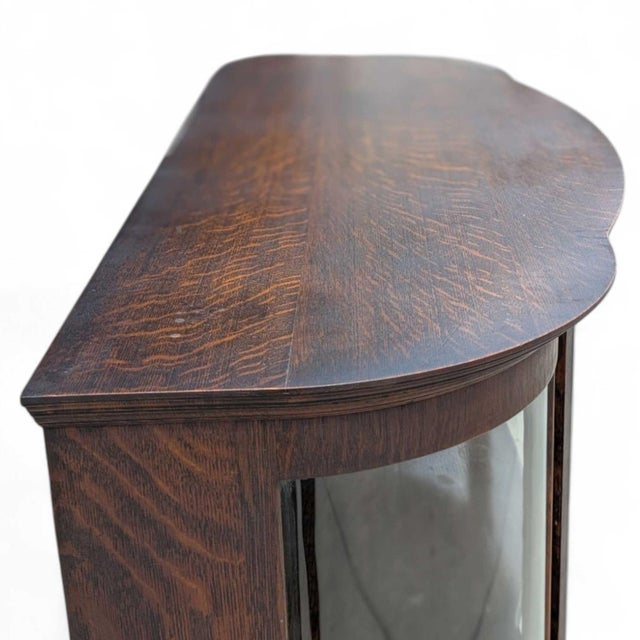 Vintage Curved Glass Bow Front China Cabinet With Claw Feet, Early 20th Century For Sale - Image 9 of 18