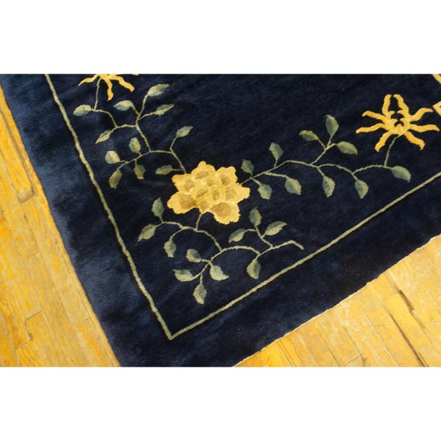 Antique Chinese - Peking Chinese Allover Floral Blue 1893 Rug, Circa Date: 1893. This exceptional example of late Qing...