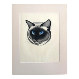 Vintage 1943 Clare Turlay Newberry Siamese Cat Print in 14x18 Mat, "Babette"