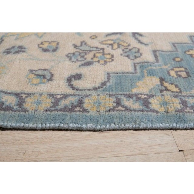 2020s 8x10 Blue Hand-Knotted Wool Floral Symmetry Geometric Modern Carpet Rug For Sale - Image 5 of 9