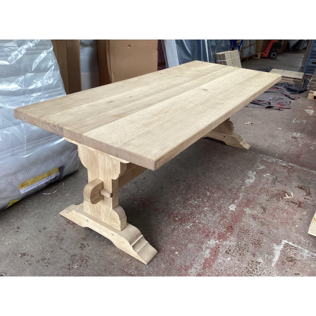 French Weathered Solid Plank Oak Monastery Table For Sale - Image 4 of 13