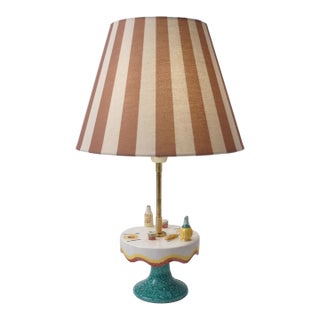 1950`s Italian Vintage Mid-Century Modern Florentine Ceramic Table Lamp by Maf (Manifattura Artistica Fiorentina) - Rewired For Sale