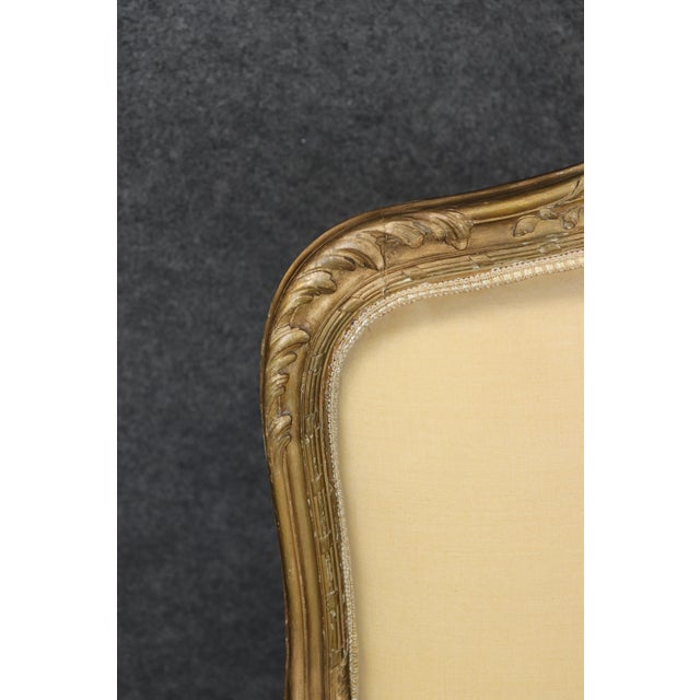 19th C Pair French Louis XV Yellow Carved Giltwood Armchairs For Sale - Image 17 of 17