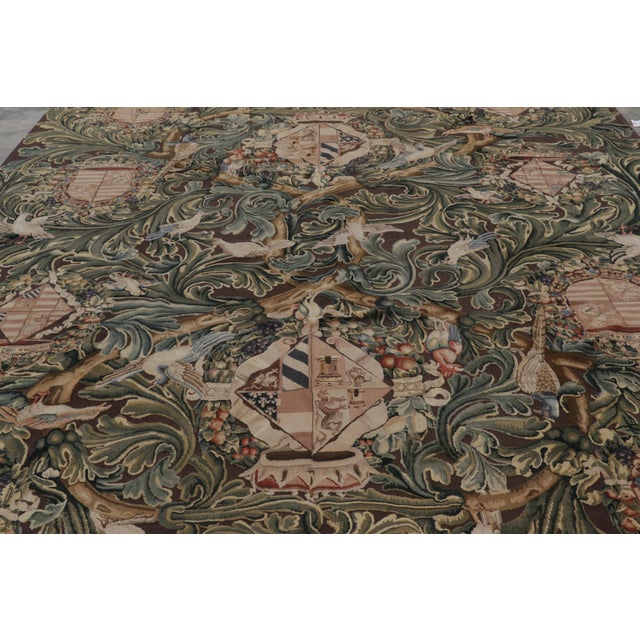 Traditional Rug & Kilim’s Armorial Tudor Style Rug in Black, With Beige, Blue and Gold Tones For Sale - Image 3 of 9