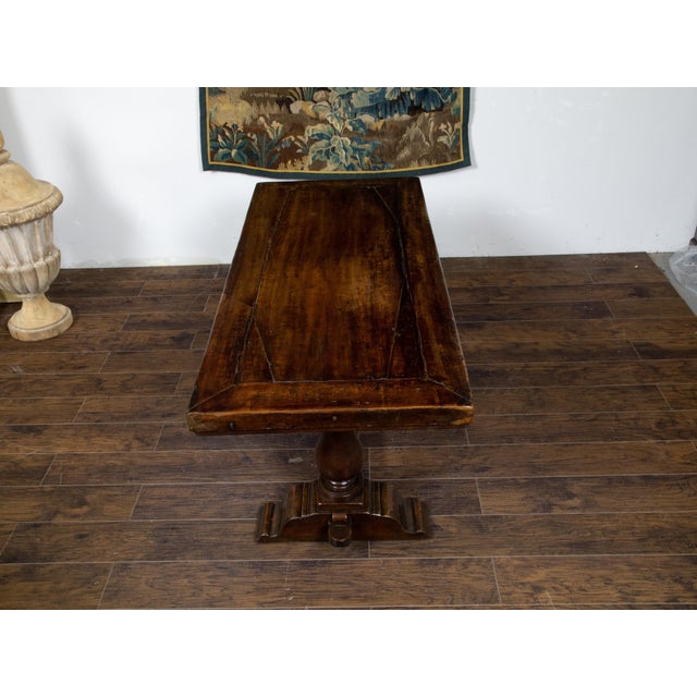 Early Italian 19th Century Walnut Table with Trestle Base and Single Drawer For Sale - Image 9 of 12