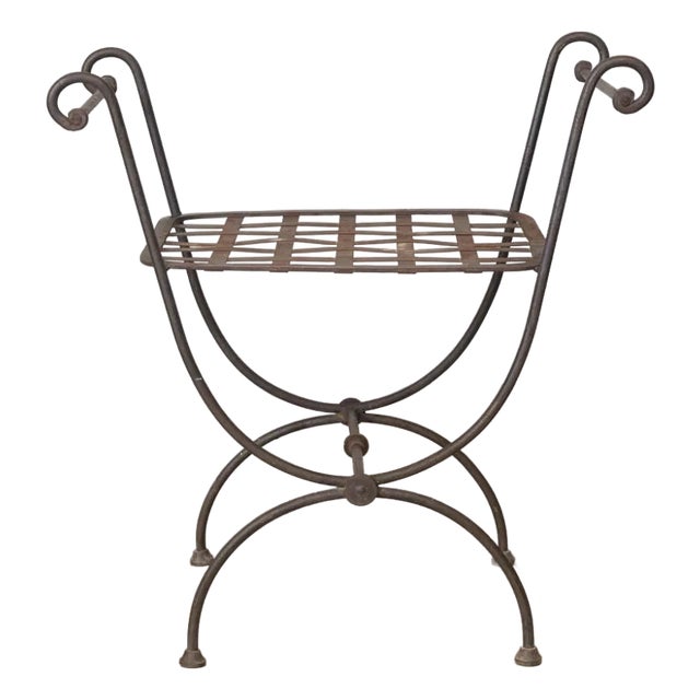 1920s French Curule Iron Stool For Sale