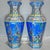 Ceramic Pair of Chinese Hexagonal Blue Ground Famille Rose Peacock & Bird Porcelain Vases, Chinoiserie Decor Vessels For Sale - Image 7 of 9
