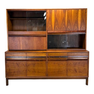 Mid Century Modern Walnut & Rosewood Credenza / Hutch by American of Martinsville For Sale
