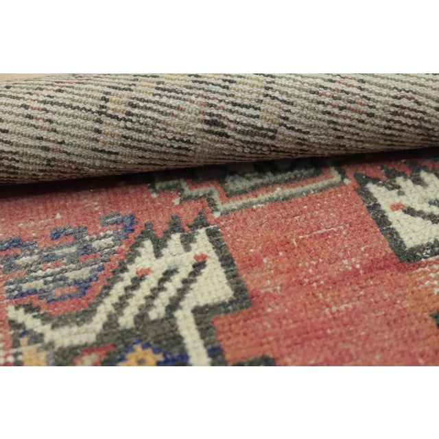 1970s Turkish Boho Style Geometric Red Doormat Rug For Sale - Image 11 of 13