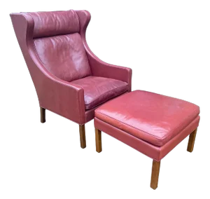 Set of Model 2204 Armchair and 2202 Footstool by Borge Mogensen