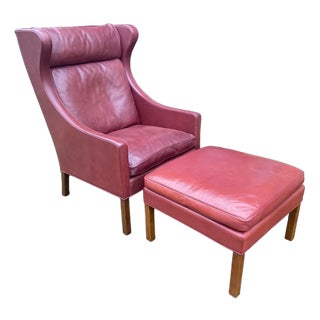 Set of Model 2204 Lounge Chair and 2202 Ottoman by Borge Mogensen For Sale