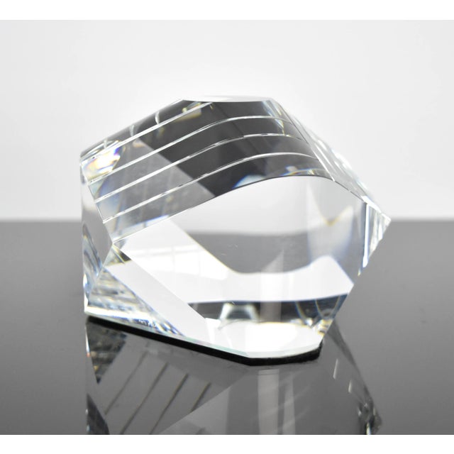 Modern Vintage Denali Geometric Crystal Glass Paperweight For Sale - Image 3 of 12