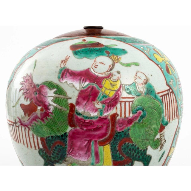 Chinese Chinese Famille Rose Ginger Jar Mounted Lamp For Sale - Image 3 of 7